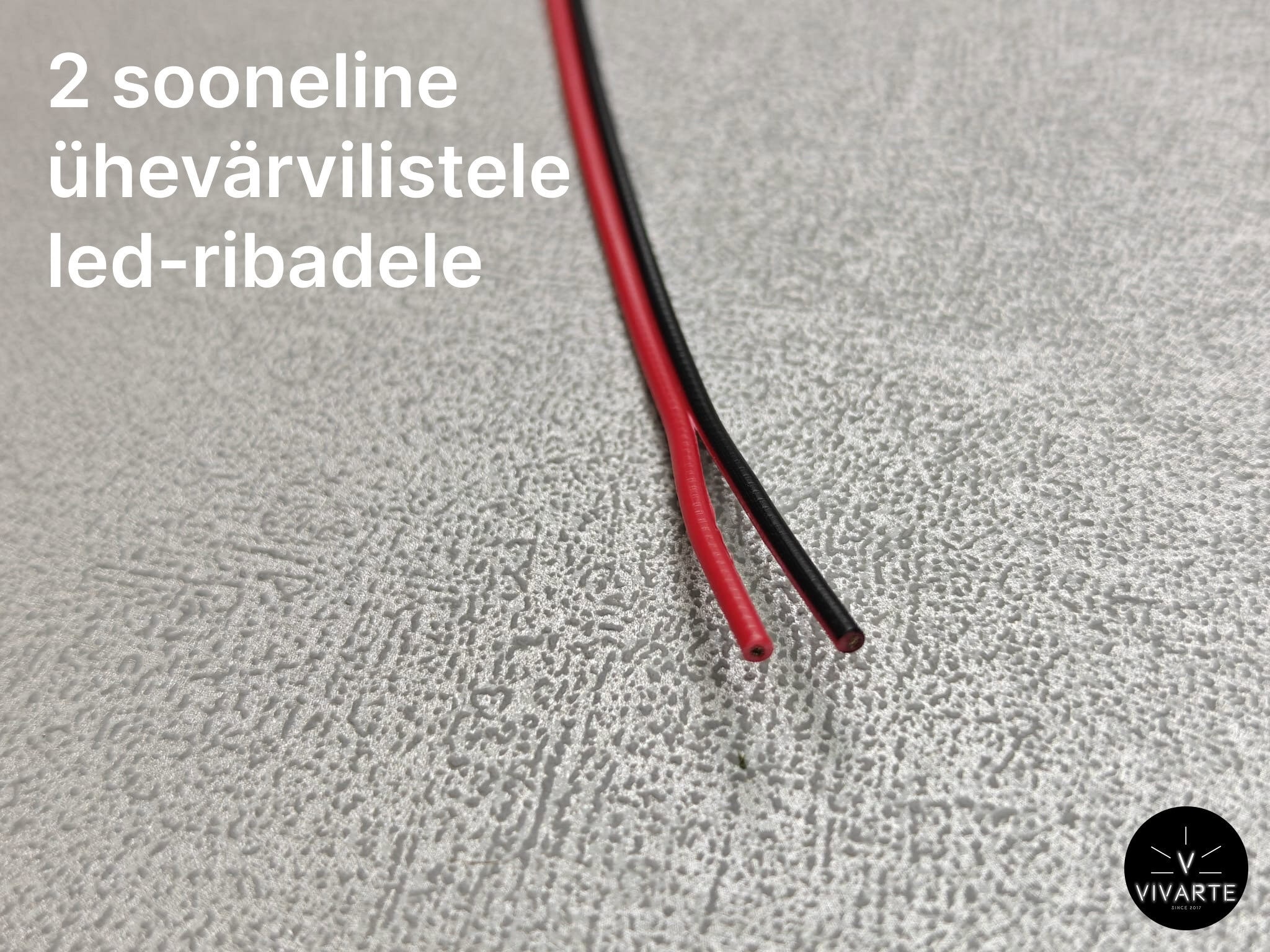 2-sooneline punane-must LED-kaabel 20AWG 0.5mm2 ühevärviliste ribade jaoks