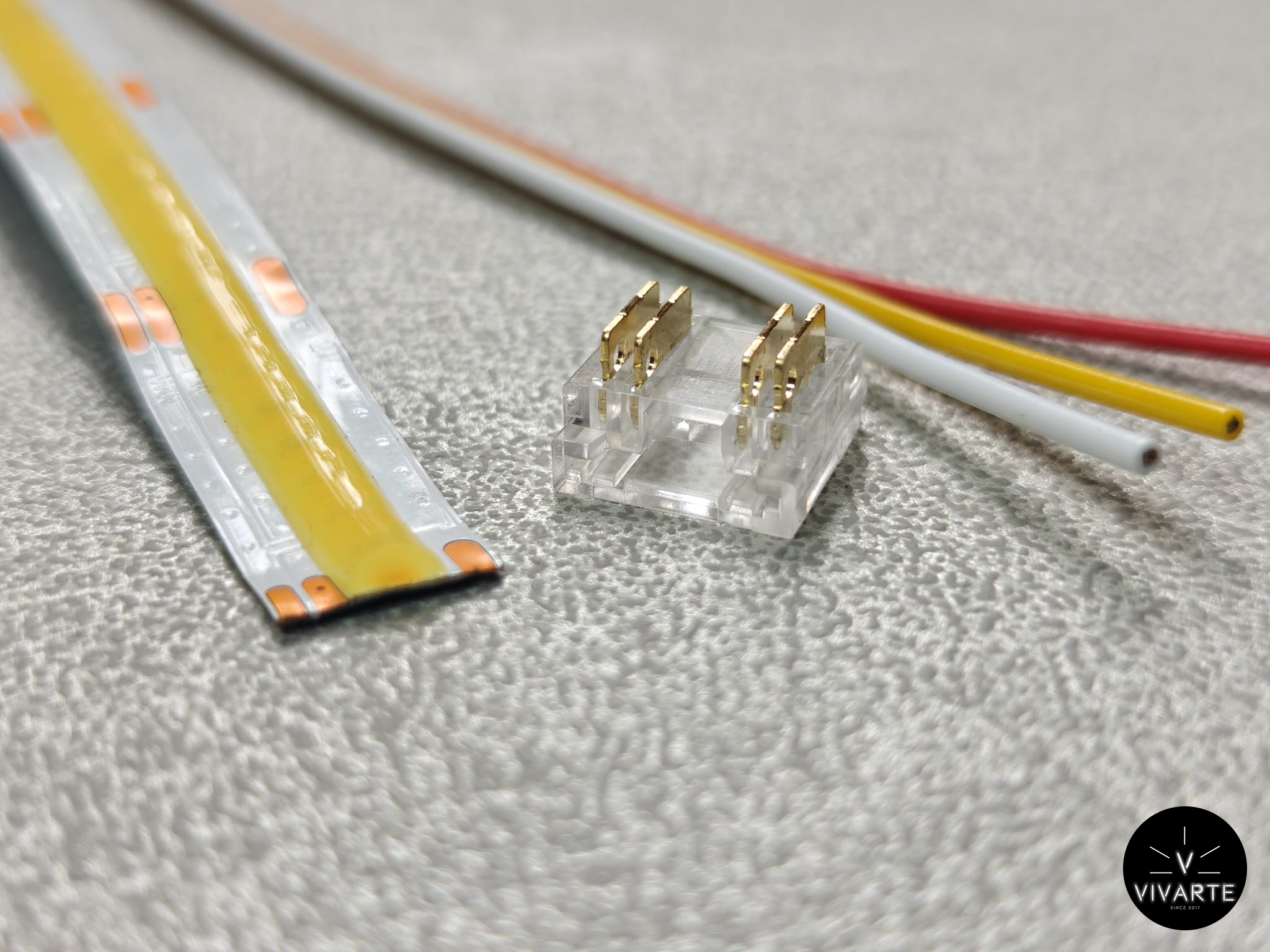 FCOB LED-riba kiirkinnitus 3PIN 8–10 mm ribadele – CCT LED ↔ juhe ühendus