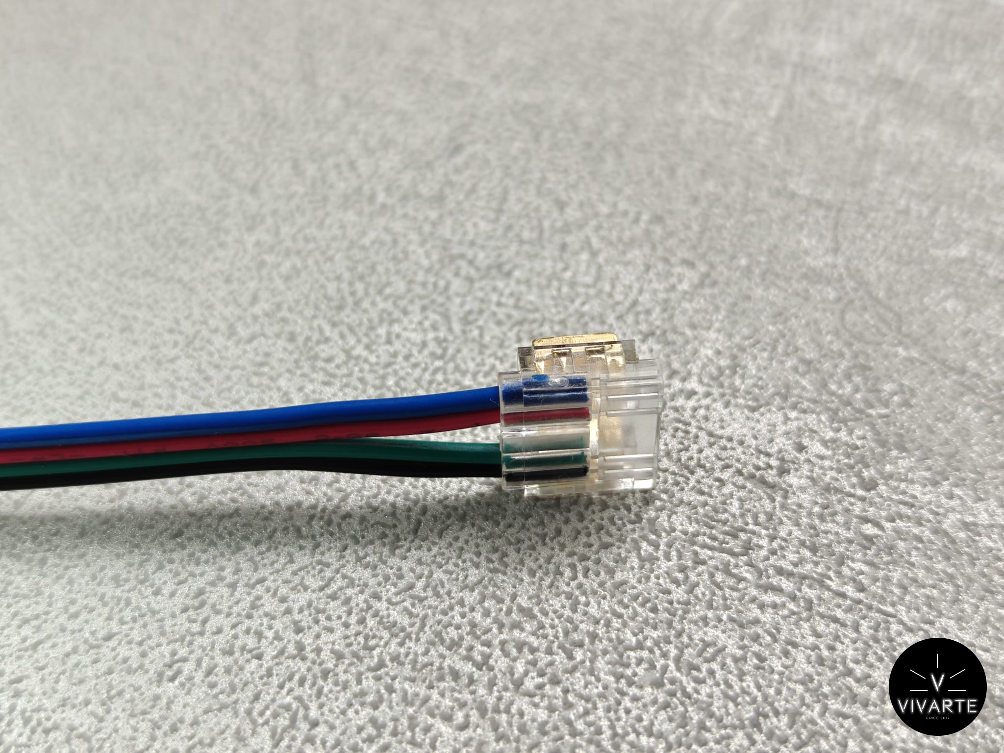 4PIN RGB LED-riba kiirkinnitus – juhe ↔ juhe ühendus SMD (10–12 mm) ja FCOB (8–10 mm) ribadele