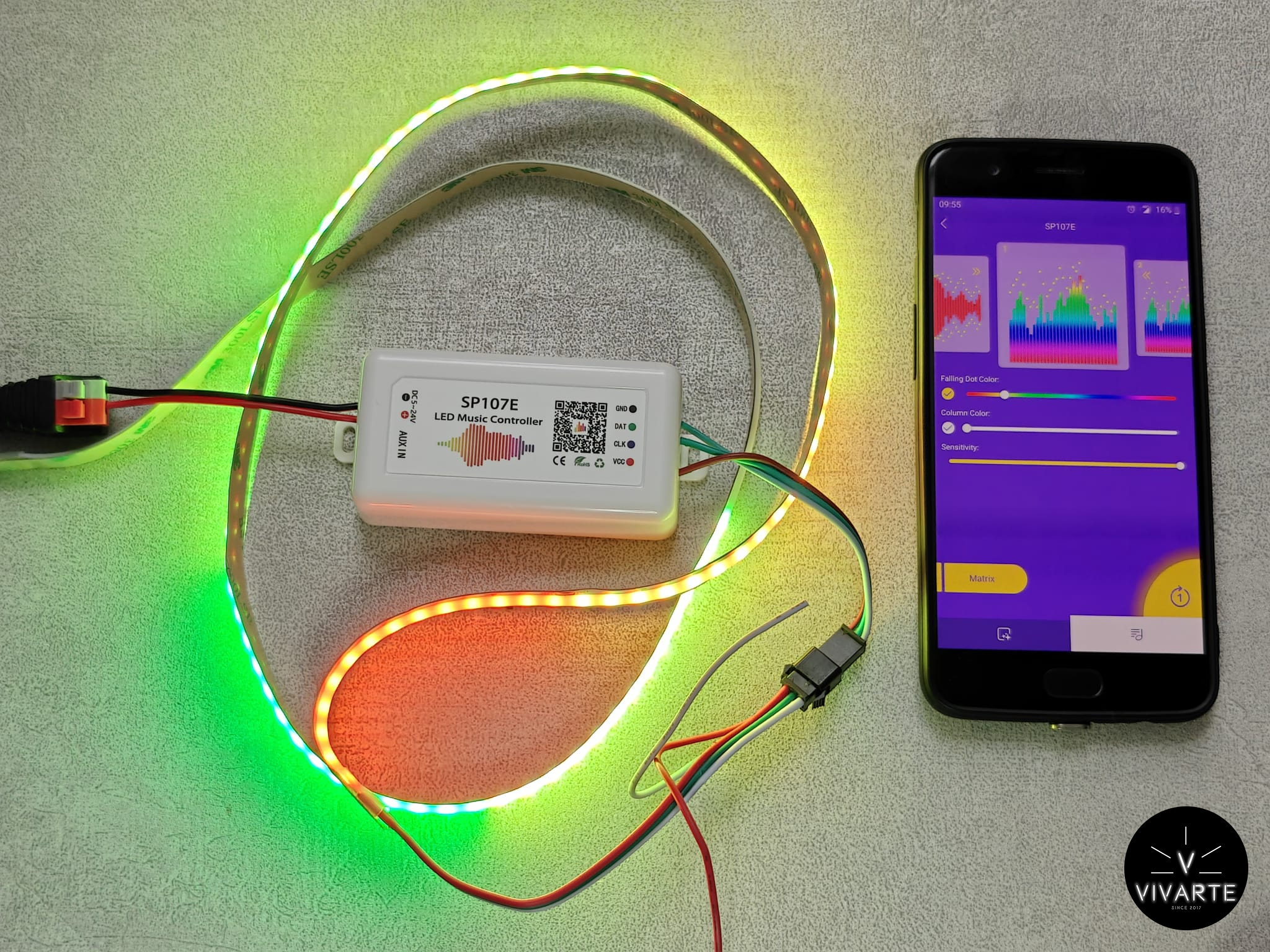 SP107E SPI muusikakontroller adresseeritavale LED-ribale – Bluetooth APP juhtimine