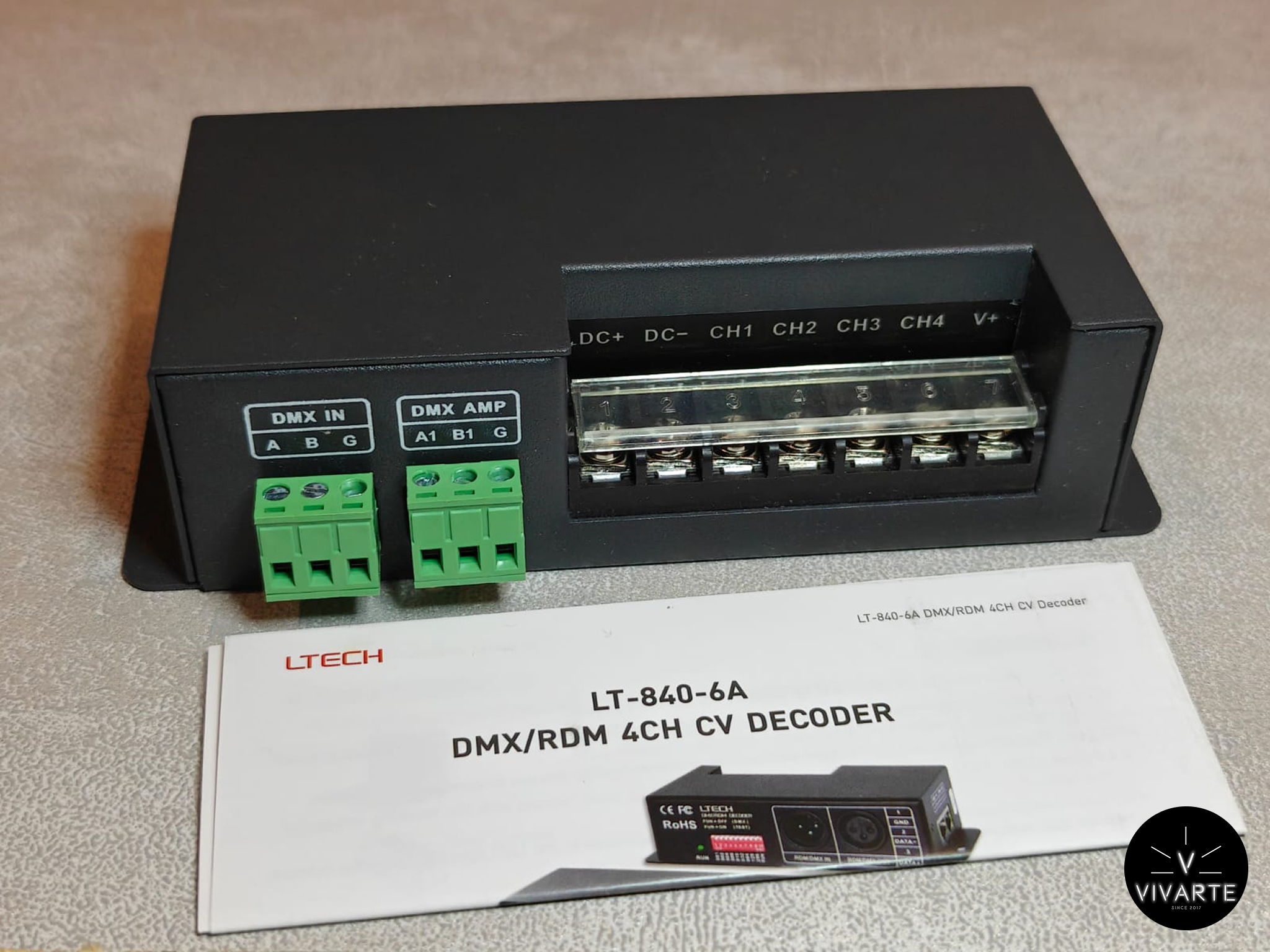 LTECH LT-840-6A DMX dekooder – 4-kanaliline LED kontroller ühendustega