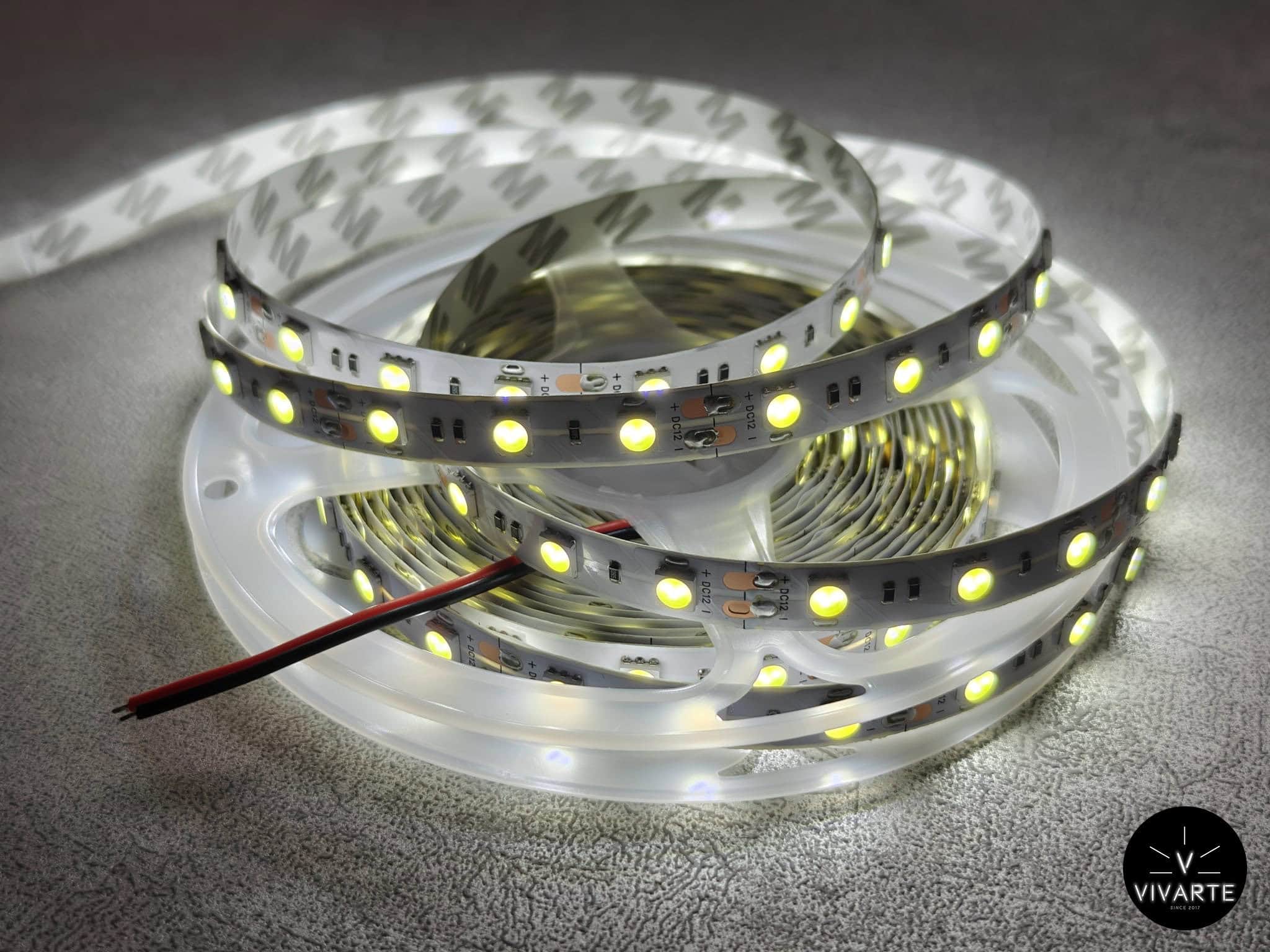 Vivarte SMD 5050 LED-riba – 60 LED/m, IP20, 12V, 6000K külm valge valgus, 7,2W/m, 5m rull