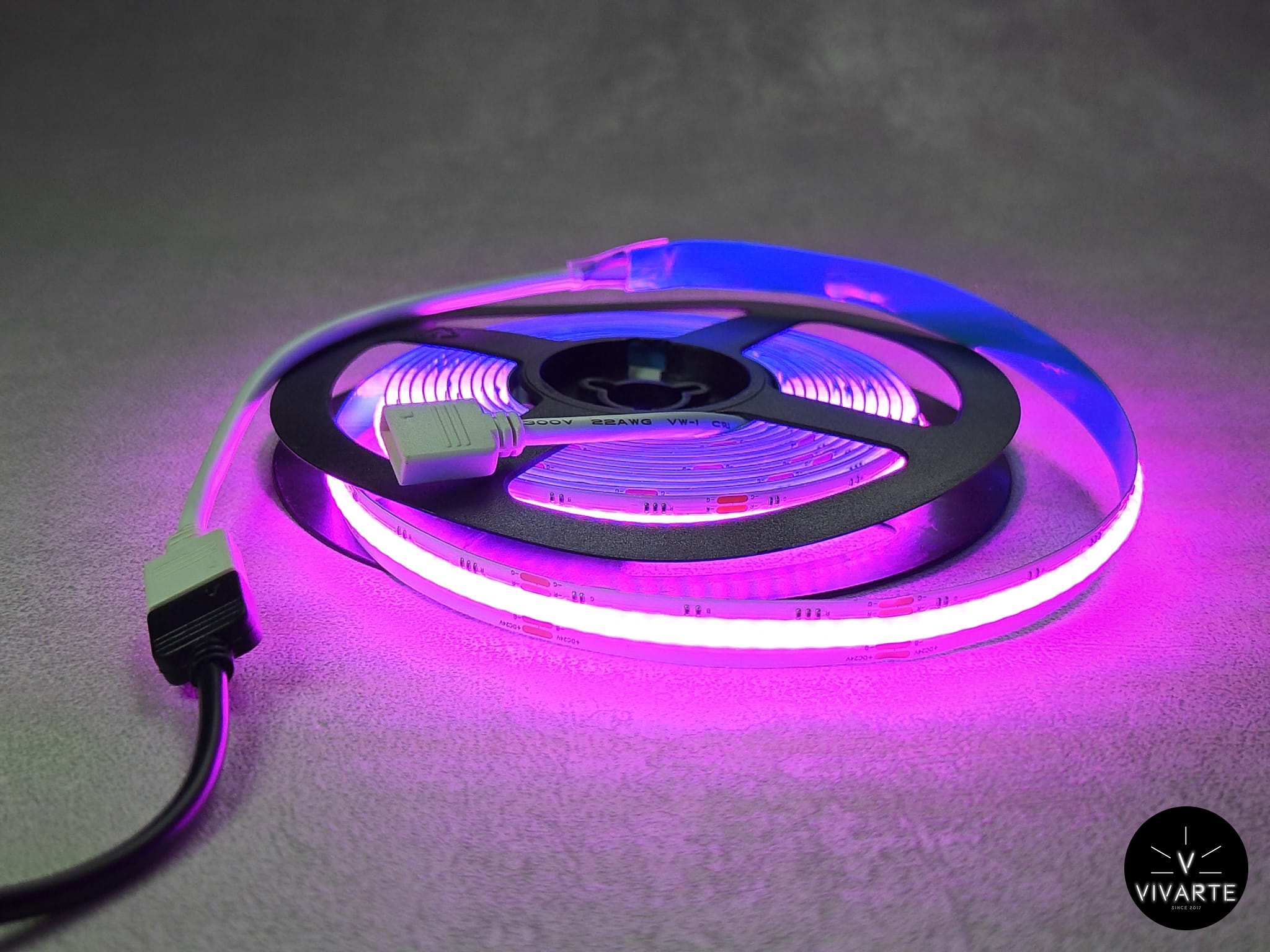 FCOB RGB LED-riba rullil – magenta toon kontrollerist, IP30, 10 mm, 4PIN – Vivarte