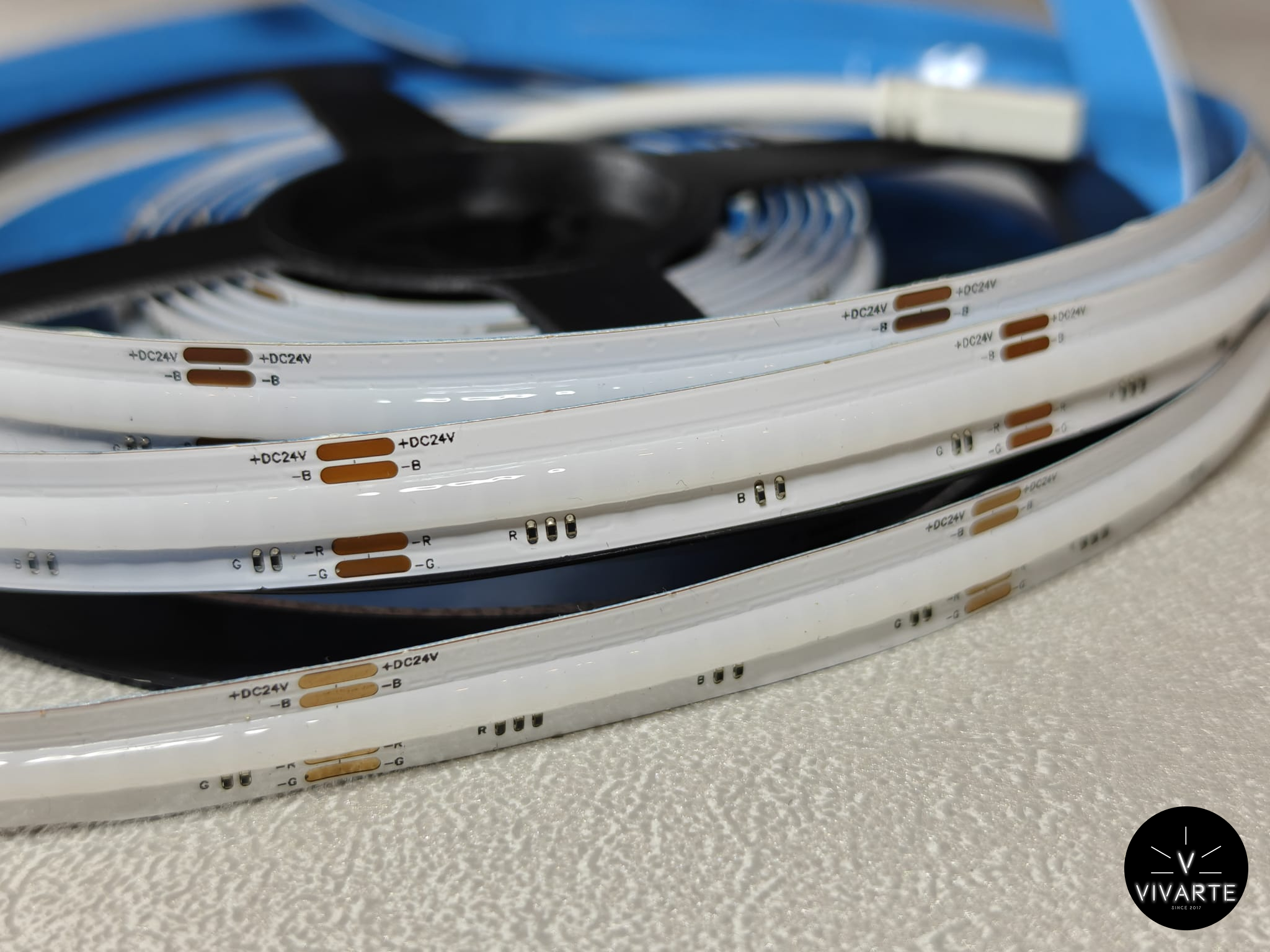 FCOB PWM RGB LED-riba – täppideta värviline LED riba 12V/24V, IP30/IP66 (Vivarte)